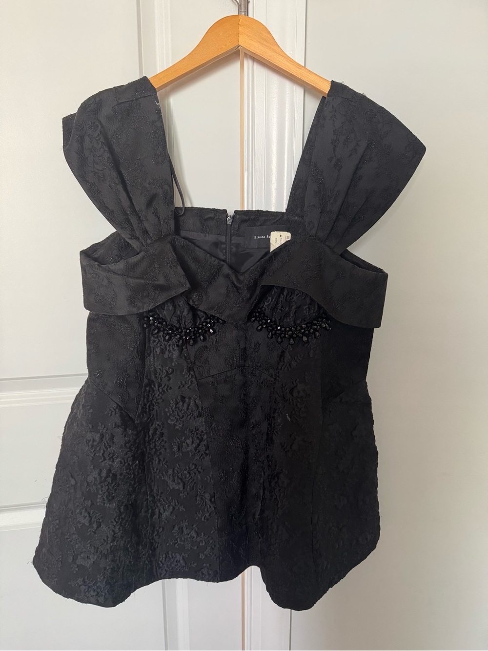 Black Jacquard Bow-Shoulder Women's Top Simone Rocha